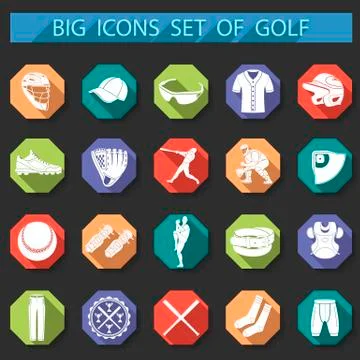 Set of vector icons of baseball Stock Illustration