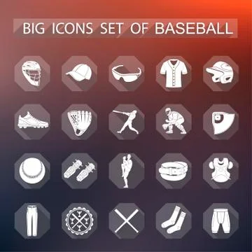 Set of vector icons of baseball 库存插图