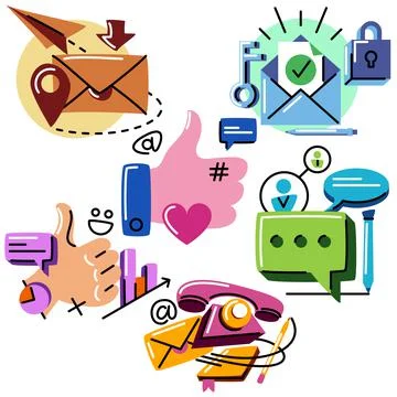 Set of vector icons in bold line style Stock Illustration
