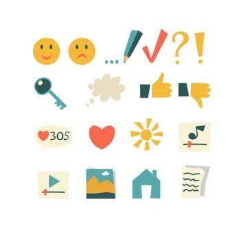 Set of vector icons, buttons for application design Stock Illustration