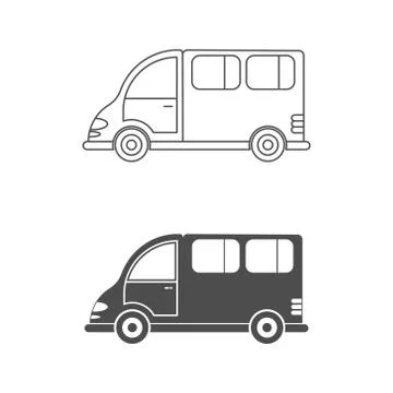 Set of vector icons for a car or commercial van. Simple design, filled and em Stock Illustration