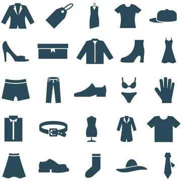 Set vector icons clothes and accessories. Set vector icons clothes and acc... Foto stock