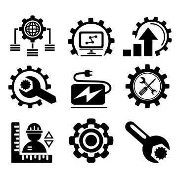 A set of vector icons for construction and industry. Stock Illustration