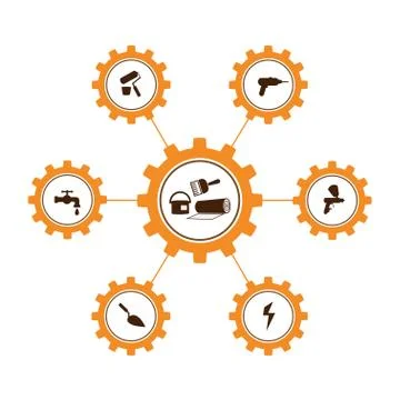 Set of vector icons for construction work Stock Illustration