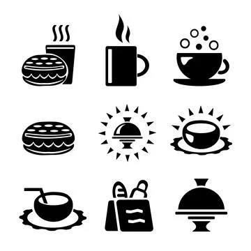 A set of vector icons for dishes and food. Stock Illustration