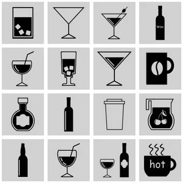 Set vector icons of drinks Stock Illustration
