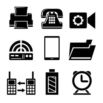 A set of vector icons of electronic devices. Stock Illustration
