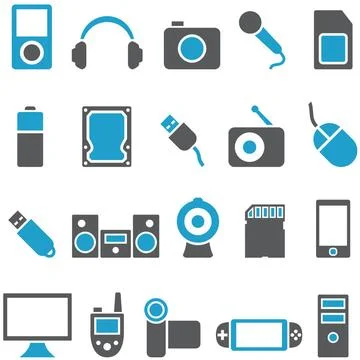 Set vector icons electronics and gadgets Set vector icons electronics and ... Foto stock
