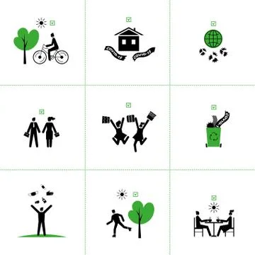 Set of vector icons of end of quarantine, virus epidemic. Victory over COVID-19. Stock Illustration