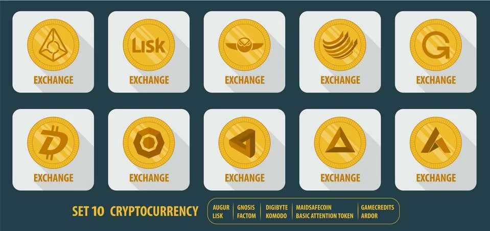 Set of vector icons exchange cryptocurrency Stock-Illustration