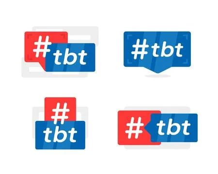 Set of vector icons featuring the tbt hashtag, representing the popular イラスト素材