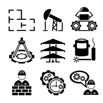 A set of vector icons from the field of construction Stock Illustration