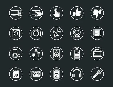 Set vector icons in flat design technology smart city house internet of thing Illustrazione stock