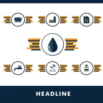 Set vector icons of fuel and petroleum industries Stock Illustration