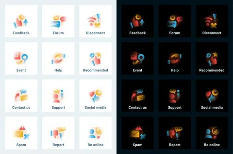 Set of vector icons in gradient style. Editable illustrations Stock Illustration