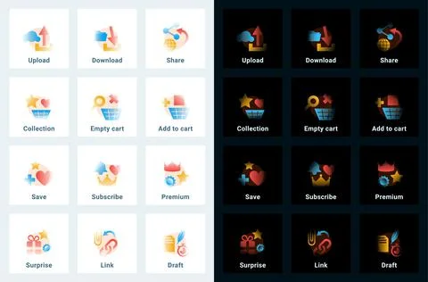 Set of vector icons in gradient style. Editable illustrations Stock Illustration