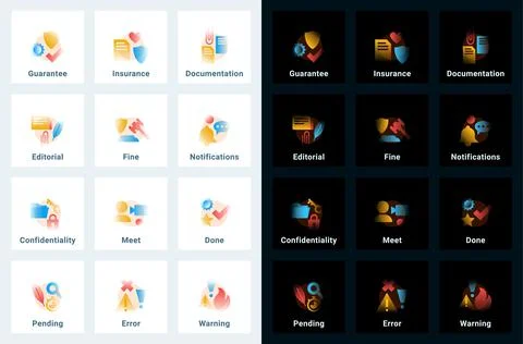 Set of vector icons in gradient style. Editable illustrations Stock Illustration