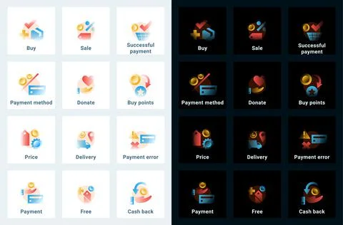 Set of vector icons in gradient style. Editable illustrations Stock Illustration