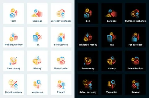 Set of vector icons in gradient style. Editable illustrations Stock Illustration