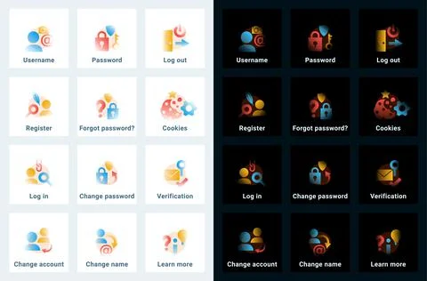 Set of vector icons in gradient style. Editable illustrations Stock Illustration