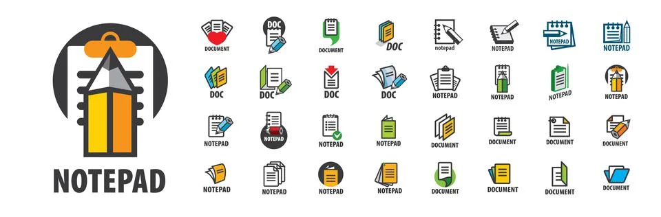 A set of vector icons with the image of a notepad for writing Illustrazione stock