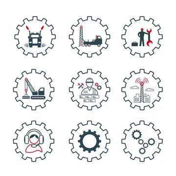 A set of vector icons industry and order. Stock Illustration