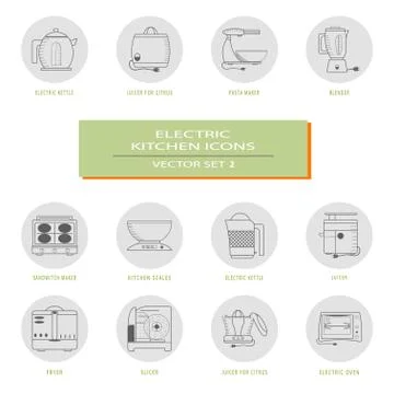 Set of vector icons of kitchen appliances. Vector icons of kitchen appliances Stock Illustration