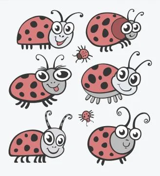 Set of vector icons ladybug. flat illustration for your design Stock Illustration