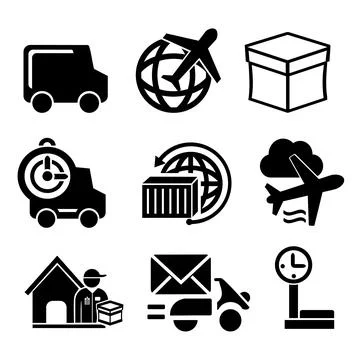 A set of vector icons for logistics and transport delivery.  Illustrazione stock