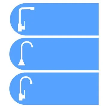 Set of vector icons, logos of water faucets for the kitchen and bathroom. Stock Illustration