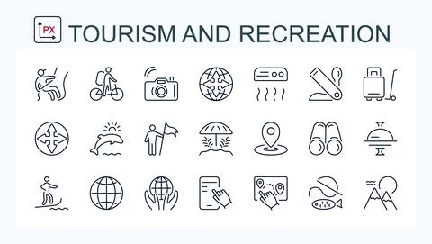 A set of vector icons made of thin line Stock Illustration