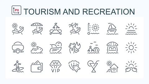 A set of vector icons made of thin line Stock Illustration