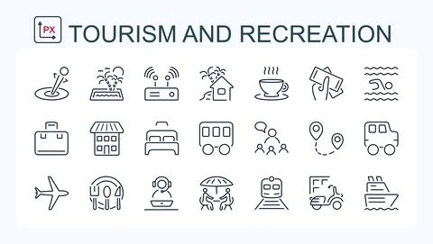 A set of vector icons made of thin line Stock Illustration