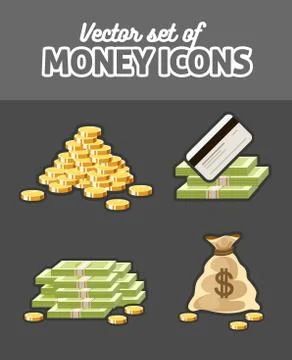 Set of vector icons with money Stock Illustration