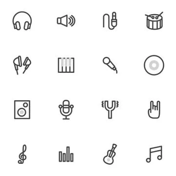 Set of vector icons  musical instruments, microphone, records and discs, rock  p イラスト素材