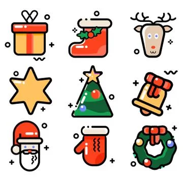 Set of vector icons. New Year, Christmas. Best contemporary style, line icons Stock Illustration