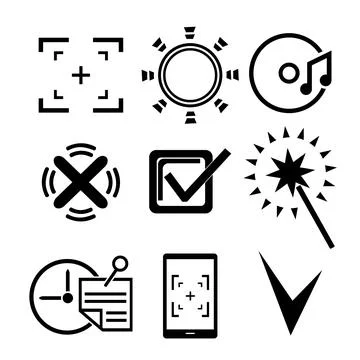 A set of vector icons of notes and checkmarks. 스톡 일러스트