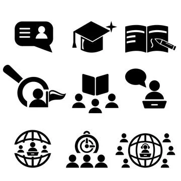 A set of vector icons for online courses and education. Stock Illustration