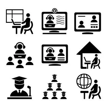A set of vector icons for online courses and education. Stock Illustration