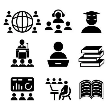 A set of vector icons for online courses and education. Stock Illustration