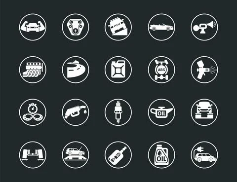 Set vector icons with open path cars transport with elements for mobile conce 스톡 일러스트