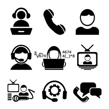 A set of vector icons operator support service. Stock Illustration