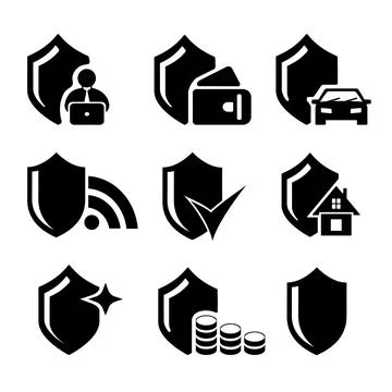A set of vector icons of protection and security. Stock Illustration