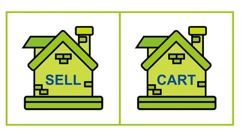 Set of vector icons for real estate, rent, buy. Stock Illustration