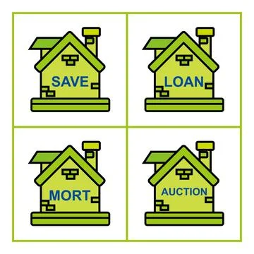 Set of vector icons for real estate, rent, buy Stock Illustration