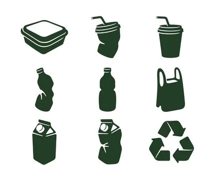 Set of vector icons, recycling, environment, ecology and environmental Stock Illustration