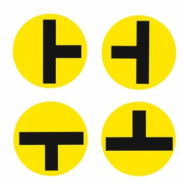 Set of vector icons of road intersection signs, Stock Illustration