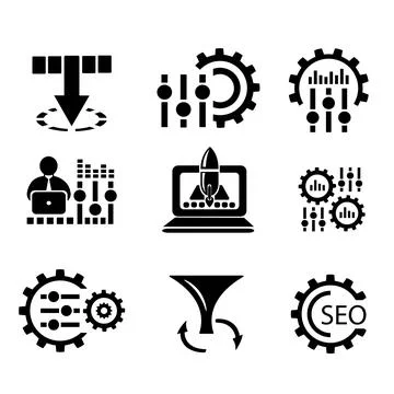 A set of vector icons with settings and loading. Stock Illustration