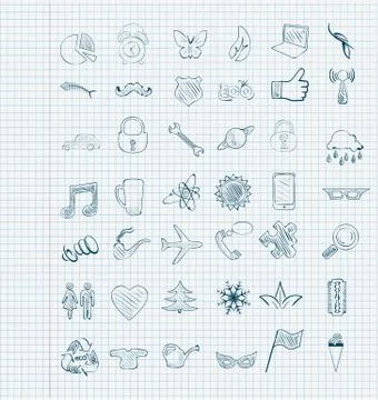 Set of vector icons sketch Stock Illustration