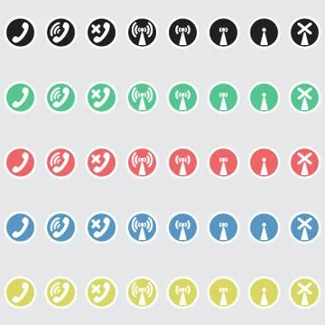 Set of vector icons telephony Illustrazione stock
